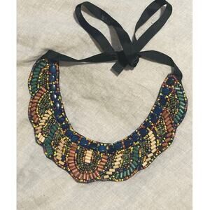 Handmade Multicolor Beaded Collar Necklace – Tribal Boho Statement Jewelry